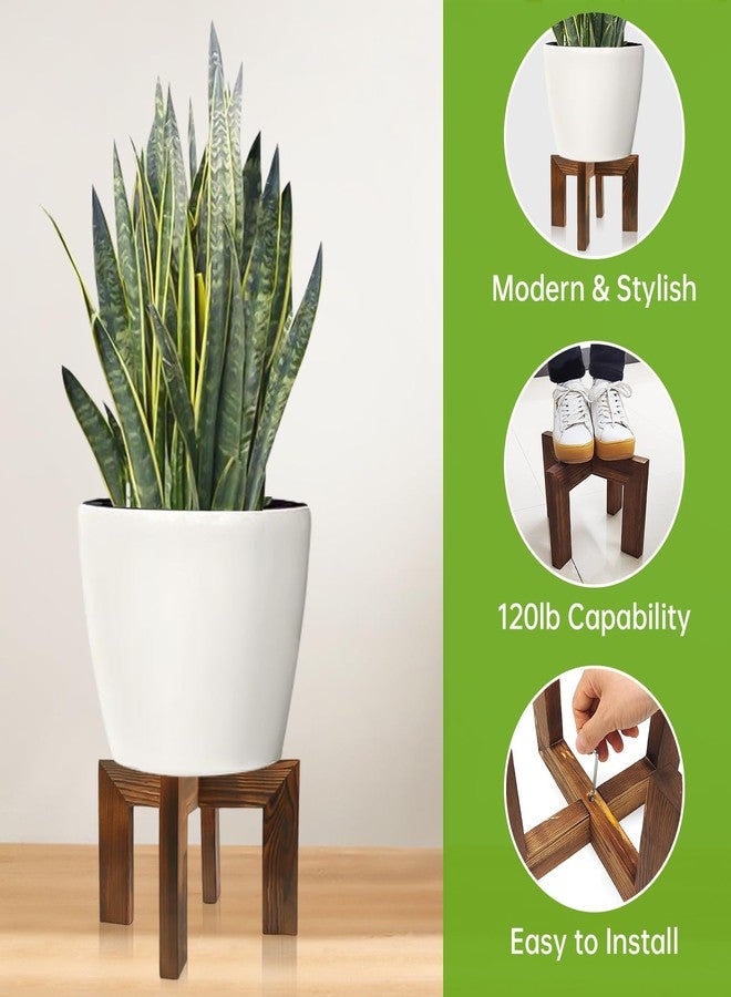 hismocal 2 Pack Wood Plant Stand Indoor Holders for Plants, Sturdy Flower Pot Stands Plants Shelf, Wooden Stool for Patio Plant Stand, Fit 5-18 Inch Variety Flower Pots, Easily Assemble - Image 3
